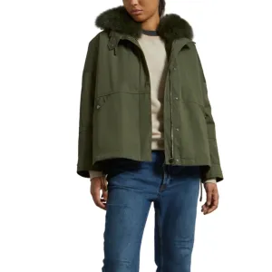 Yves Salomon Cropped Parka - Hunter Green